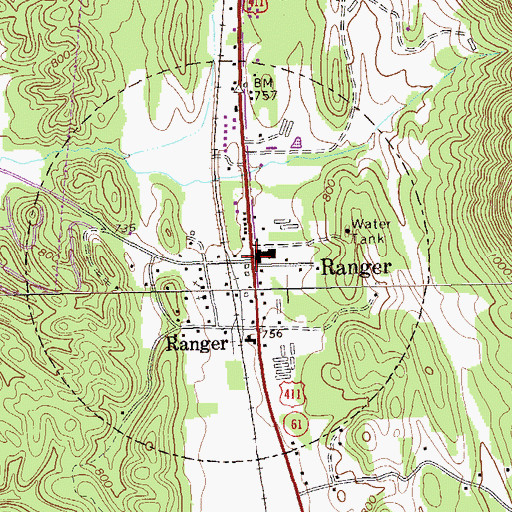 Topographic Map of Ranger, GA