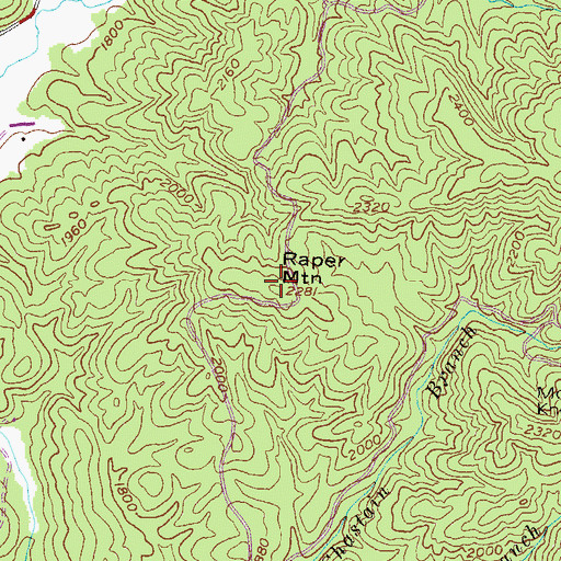 Topographic Map of Raper Mountain, GA