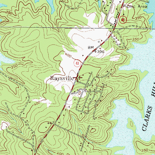 Topographic Map of Raysville, GA