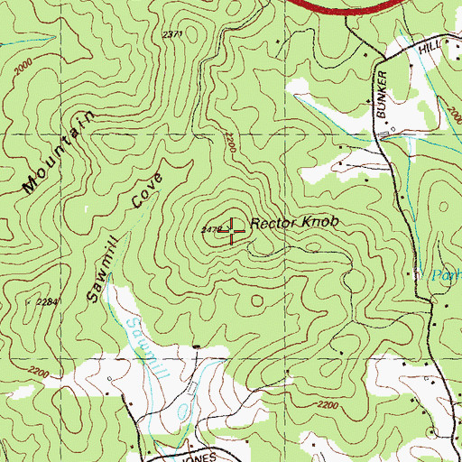 Topographic Map of Rector Knob, GA