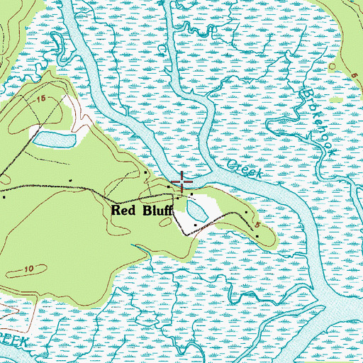 Topographic Map of Red Bluff, GA