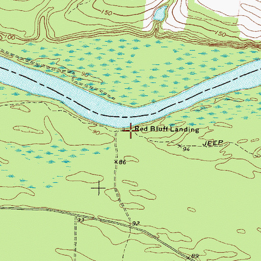 Topographic Map of Red Bluff Landing, GA