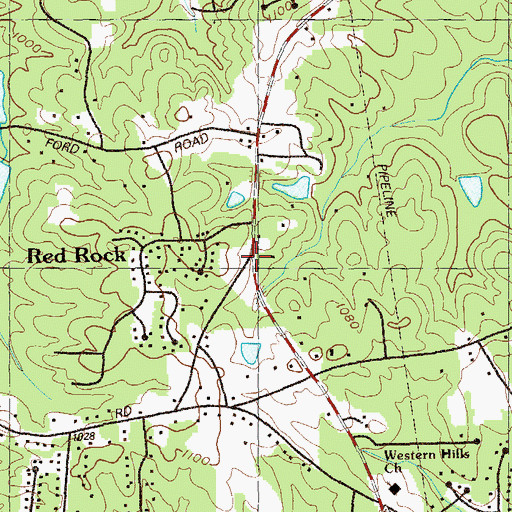 Topographic Map of Red Rock, GA