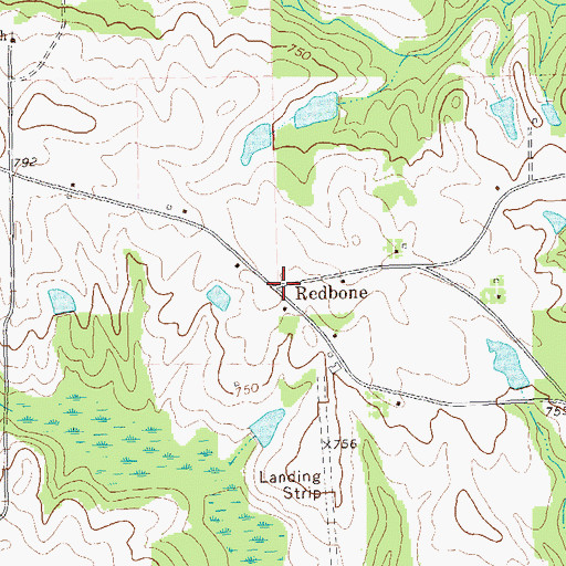 Topographic Map of Redbone, GA