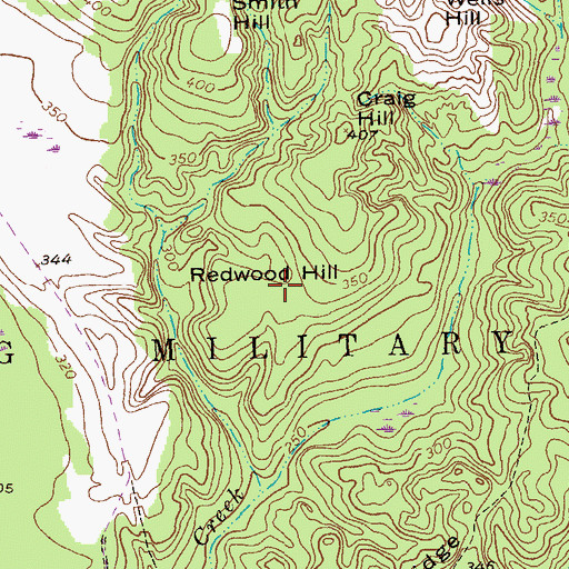 Topographic Map of Redwood Hill, GA