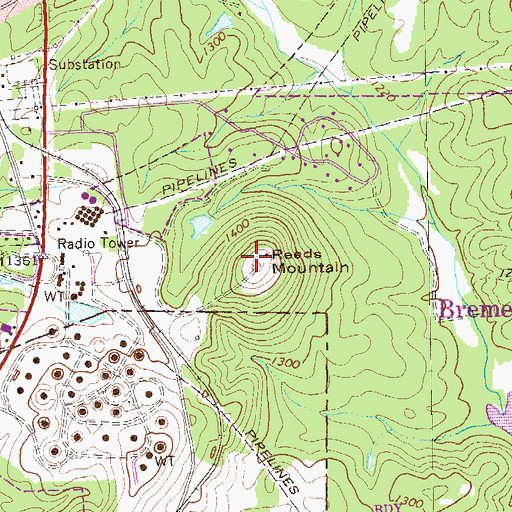 Topographic Map of Reeds Mountain, GA