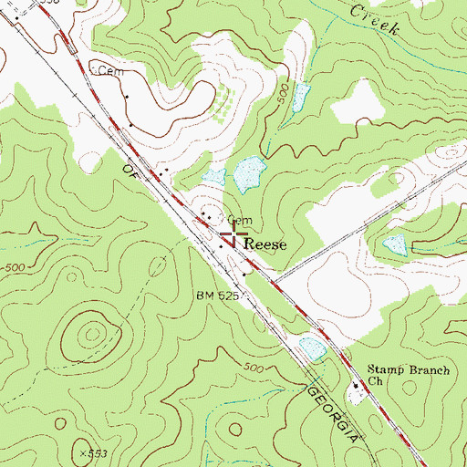 Topographic Map of Reese, GA