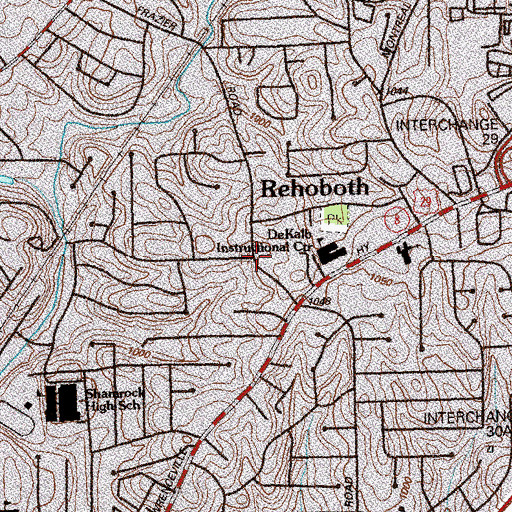 Topographic Map of Rehoboth, GA