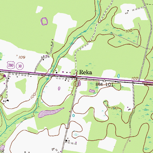 Topographic Map of Reka, GA