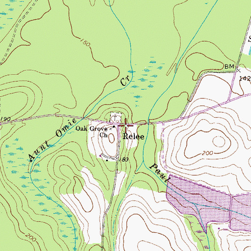 Topographic Map of Relee, GA