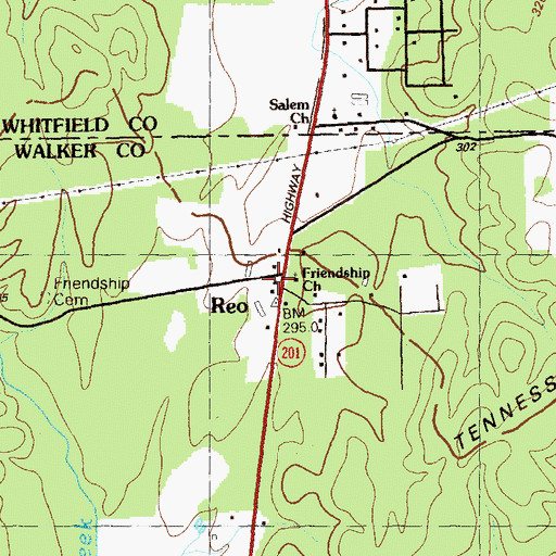 Topographic Map of Reo, GA