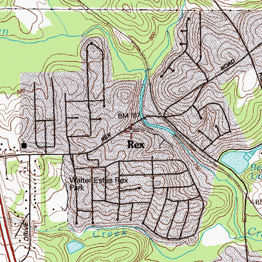 Topographic Map of Rex, GA