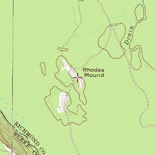 Topographic Map of Rhodes Mound, GA