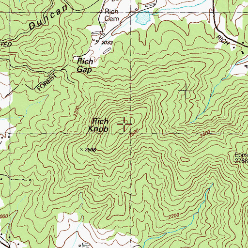 Topographic Map of Rich Knob, GA