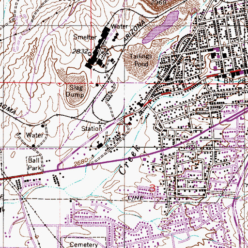 Topographic Map of Queen Creek Canyon, AZ