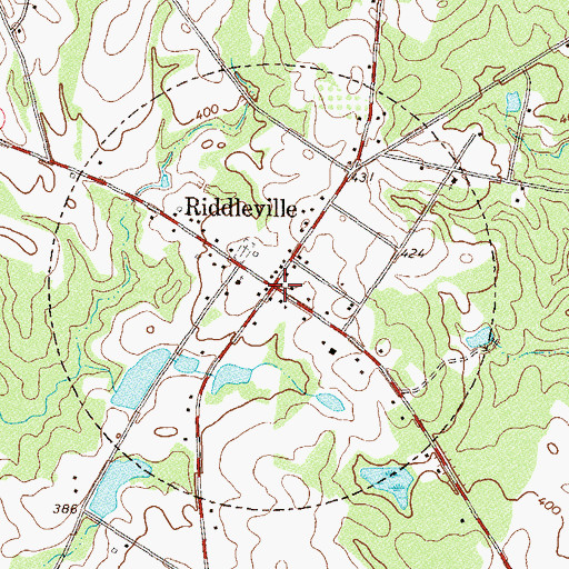 Topographic Map of Riddleville, GA