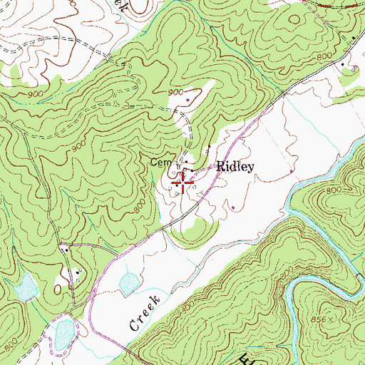 Topographic Map of Ridley, GA