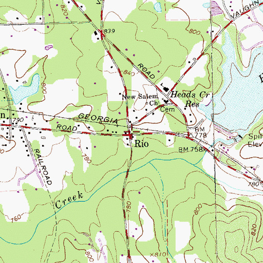 Topographic Map of Rio, GA