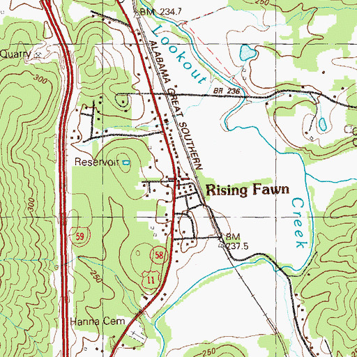 Topographic Map of Rising Fawn, GA