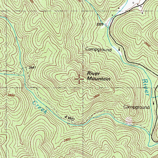 Topographic Map of River Mountain, GA