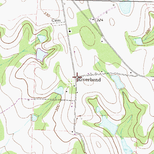 Topographic Map of Riverbend, GA