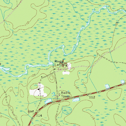 Topographic Map of Rives Landing, GA