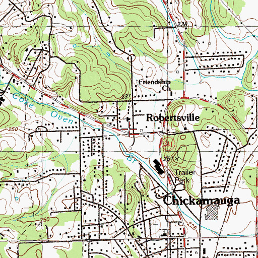 Topographic Map of Robertsville, GA