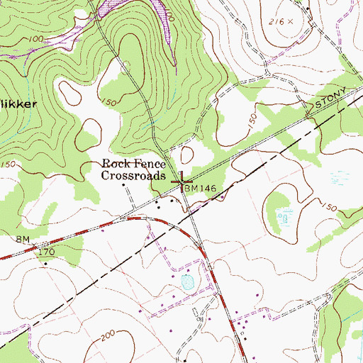 Topographic Map of Rock Fence Crossroads, GA