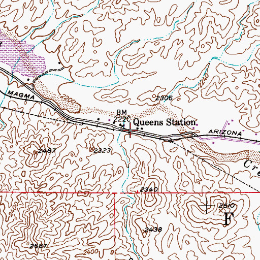 Topographic Map of Queens Station, AZ