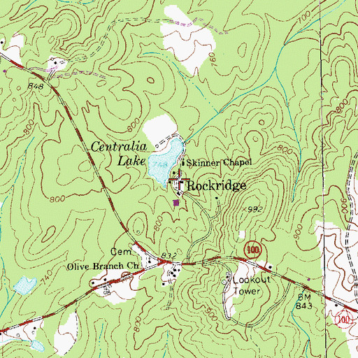 Topographic Map of Rockridge, GA