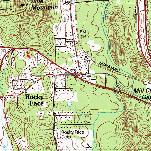 Topographic Map of Rocky Face, GA