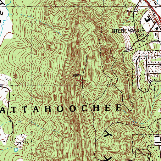 Topographic Map of Rocky Face Mountain, GA