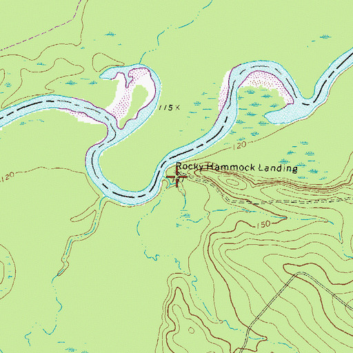 Topographic Map of Rocky Hammock Landing, GA