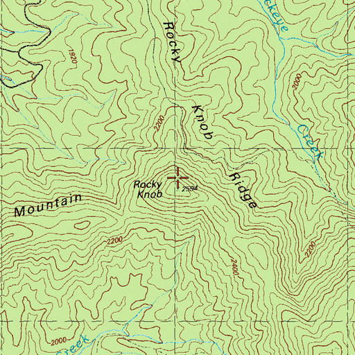 Topographic Map of Rocky Knob, GA