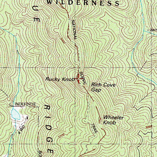 Topographic Map of Rocky Knob, GA