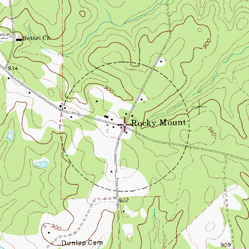 Topographic Map of Rocky Mount, GA