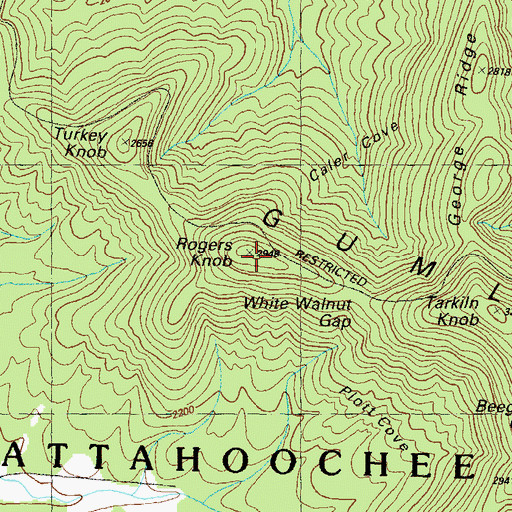 Topographic Map of Rogers Knob, GA