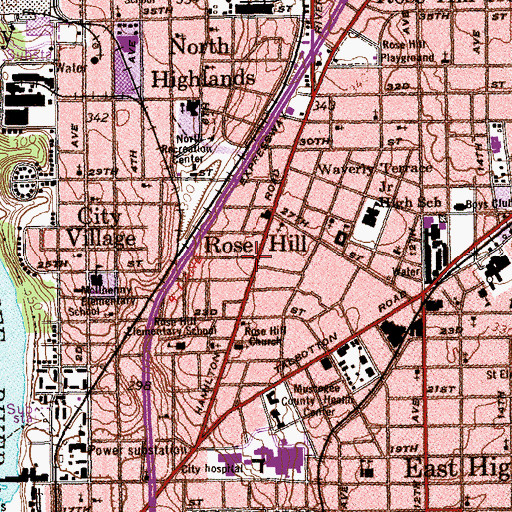 Topographic Map of Rose Hill, GA