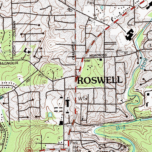 Topographic Map of Roswell, GA