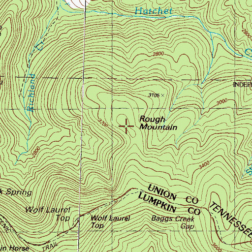 Topographic Map of Rough Mountain, GA