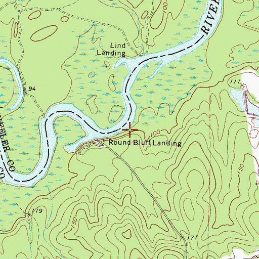 Topographic Map of Round Bluff Landing, GA