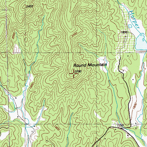 Topographic Map of Round Mountain, GA