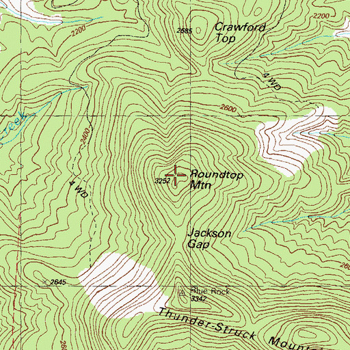 Topographic Map of Roundtop Mountain, GA