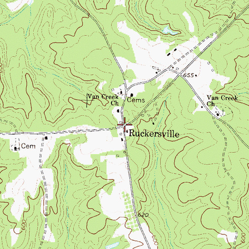 Topographic Map of Ruckersville, GA