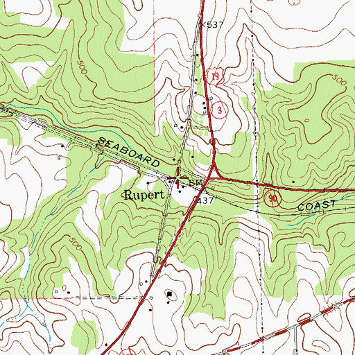 Topographic Map of Rupert, GA