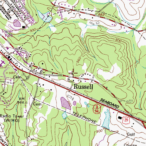 Topographic Map of Russell, GA