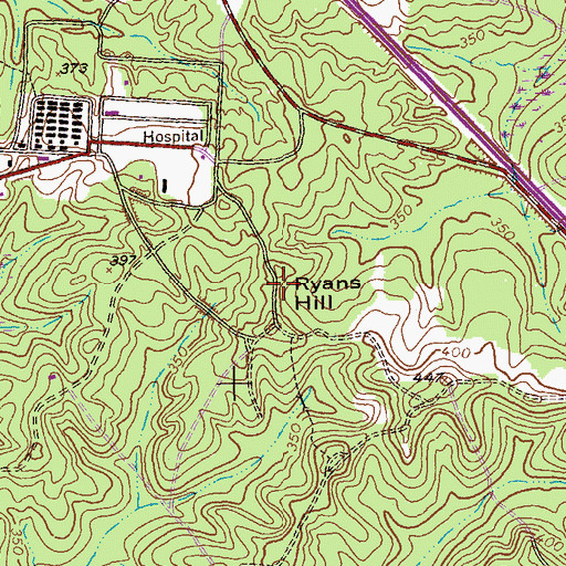 Topographic Map of Ryans Hill, GA