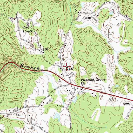 Topographic Map of Ryo, GA