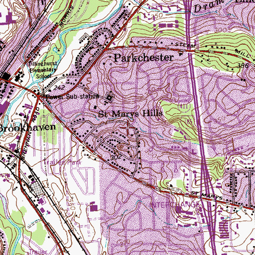 Topographic Map of Saint Marys Hills, GA