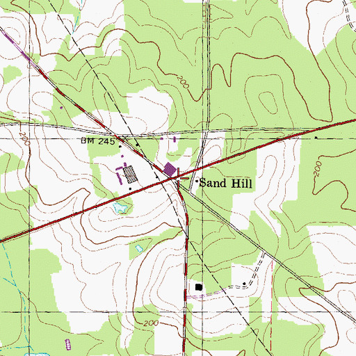 Topographic Map of Sand Hill, GA